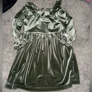 Vignette Velvet Long Sleeve Ruffle Dress – Girls 4Y